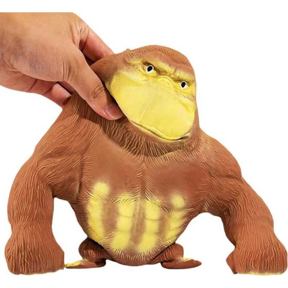 Elastic monkey decompression toy suitable for children and adults, Gorilla Squishy toy, stretchable and squeezable sensory toy, relieves anxiety (medium, brown)